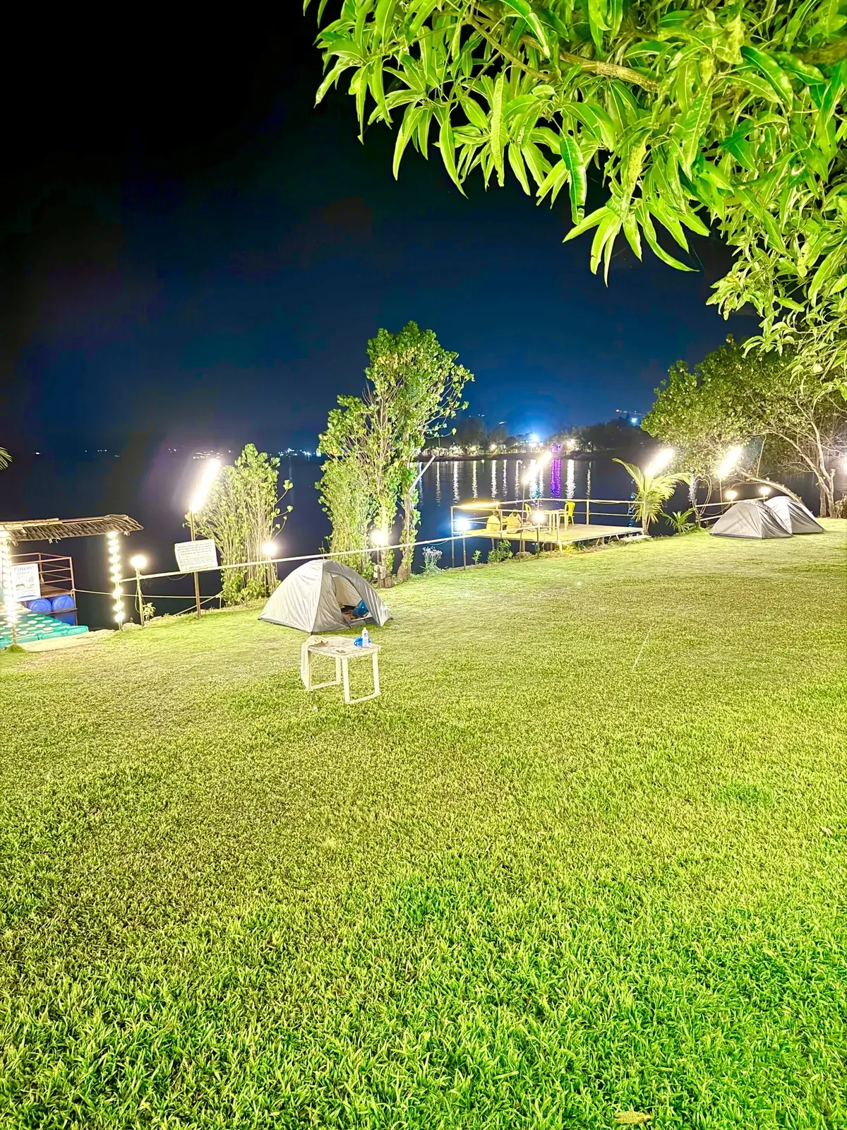 Night lawn setup beside Pawna Lake
